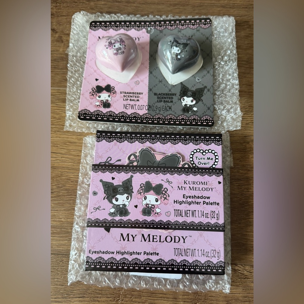 KUROMI & MY MELODY-RARE (NWT) Lip Balm & Eye Shadow/Highlighter Set